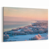 Estonian Landscape Art – Winter Coastline with Frosted Trees and Sunset