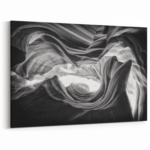 Arizona Desert Scenic Wall Decor - Antelope Canyon Black and White Art