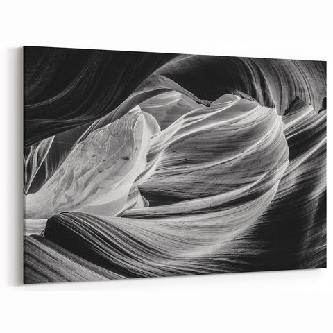 Black and White Antelope Canyon Art - Arizona Desert Scenic Wall Decor