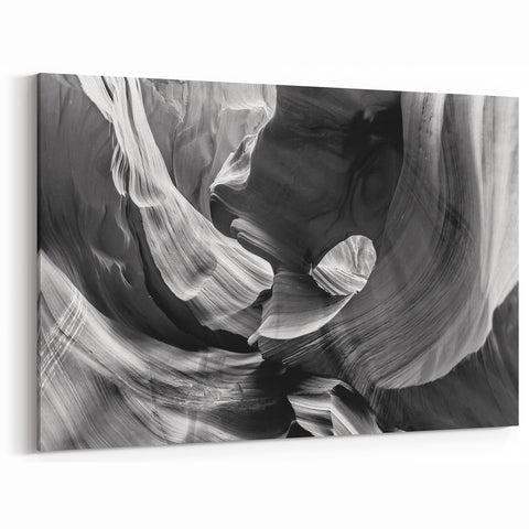 Black and White Antelope Canyon Wall Art - Arizona Desert Canyon Print