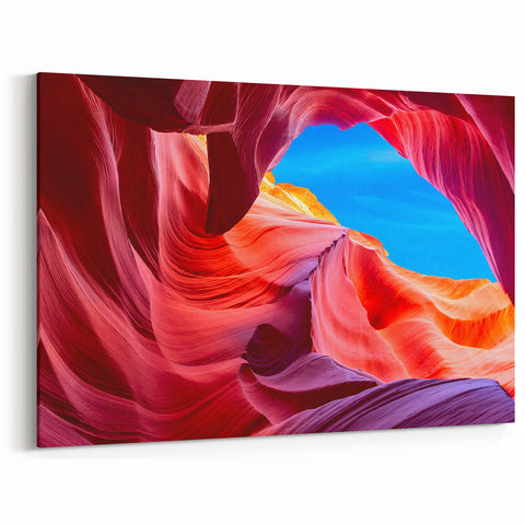 Vibrant Antelope Canyon Wall Art - Red and Blue Arizona Canyon Print