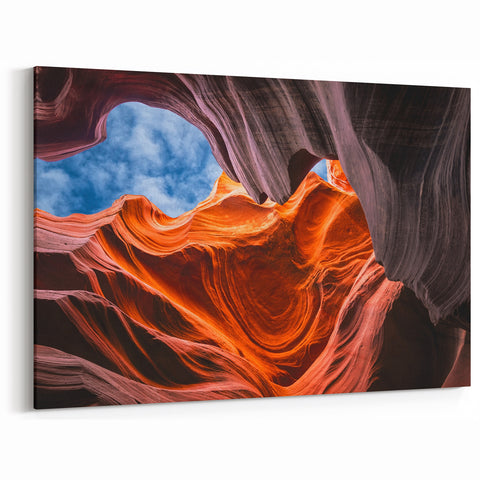 Vivid Antelope Canyon Wall Art - Arizona Orange and Blue Canyon Print
