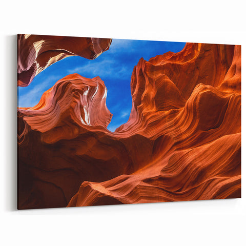 Striking Antelope Canyon Wall Art - Arizona Red Rock and Blue Sky Print