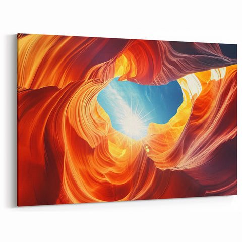 Sunlit Antelope Canyon Wall Art - Arizona Canyon with Vibrant Sky Print