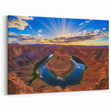 Stunning Arizona Landscape Painting - Horseshoe Bend Wall Art with Sun Rays