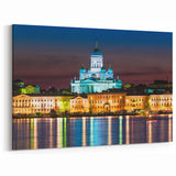 Helsinki Skyline Print - Finland Scenery Wall Art with Nordic Night Lights
