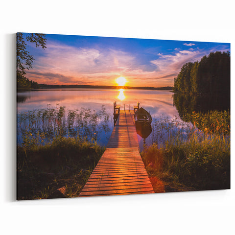 Scenic Finland Art - Finnish Lakeside at Sunset Nordic Landscape Prints