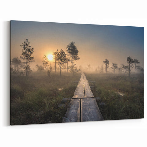 Finnish Nature Canvas - Scenic Finland Art of Misty Sunrise Landscape