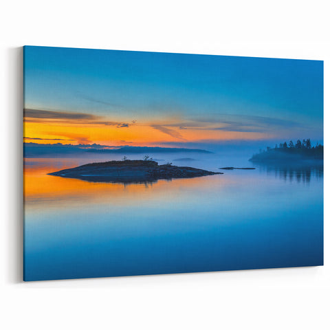 Nordic Landscape Prints - Finland Scenery of Sunset Over a Misty Lake