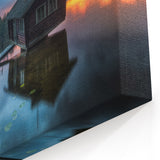 Finnish Nature Canvas - Moody Lakeside Cabin at Sunset Nordic Wall Art