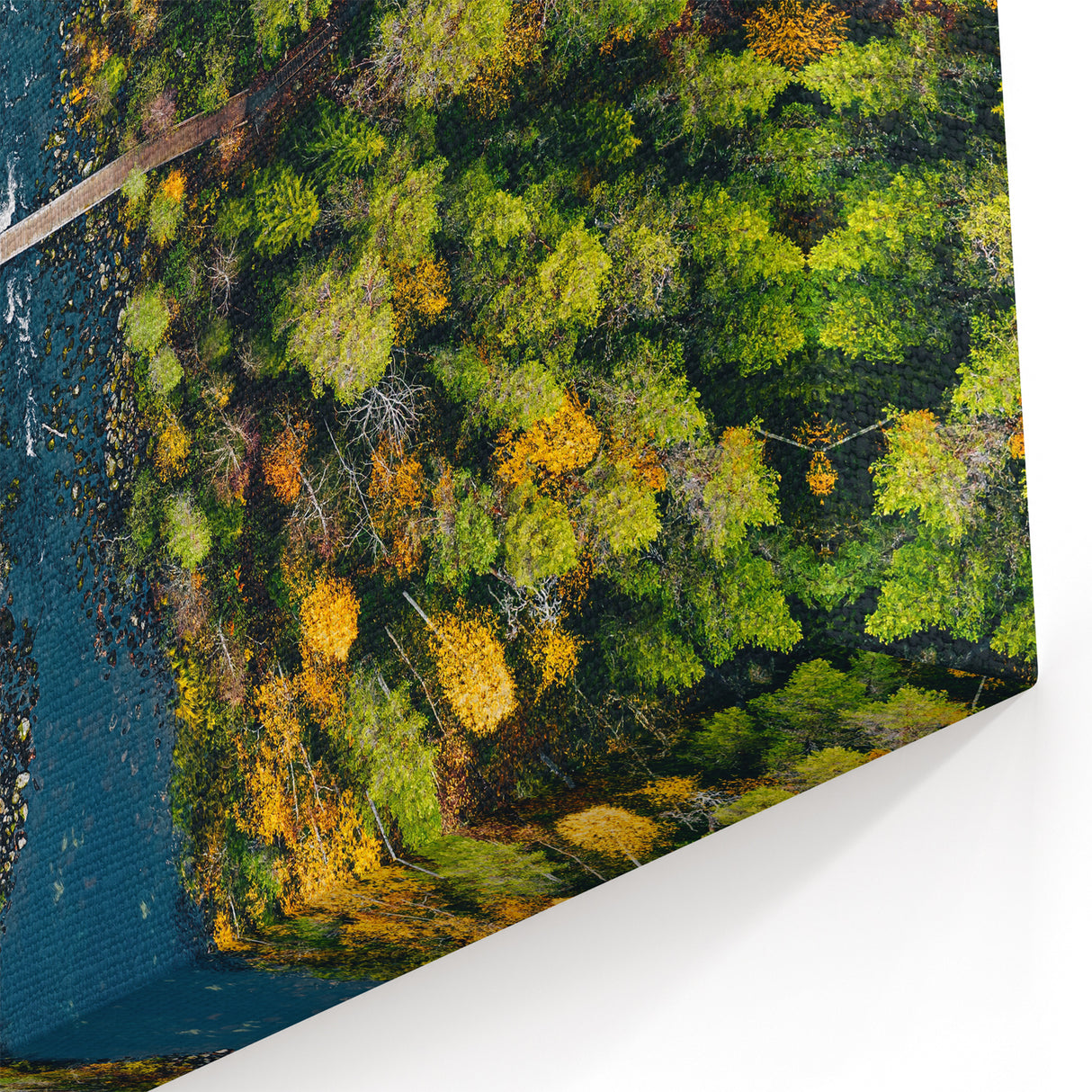 Europe Travel Poster - Aerial View of Finnish Forest and River Scenic Art