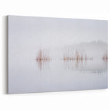 Finnish Nature Canvas - Minimalist Misty Lake with Reeds Scenic Art