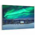 Northern Lights Artwork - Winter Wonderland with Cabin Nordic Canvas