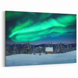 Northern Lights Artwork - Winter Wonderland with Cabin Nordic Canvas