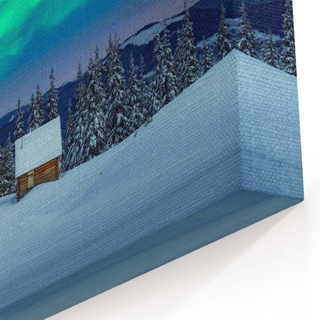 Northern Lights Artwork - Winter Wonderland with Cabin Nordic Canvas