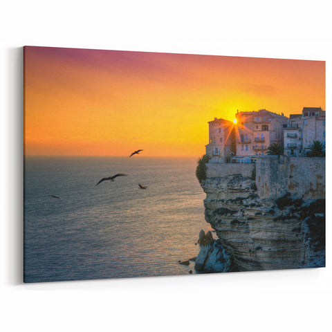 Corsica Wall Art - Stunning Sunset over Mediterranean Cliffs Scenic Print