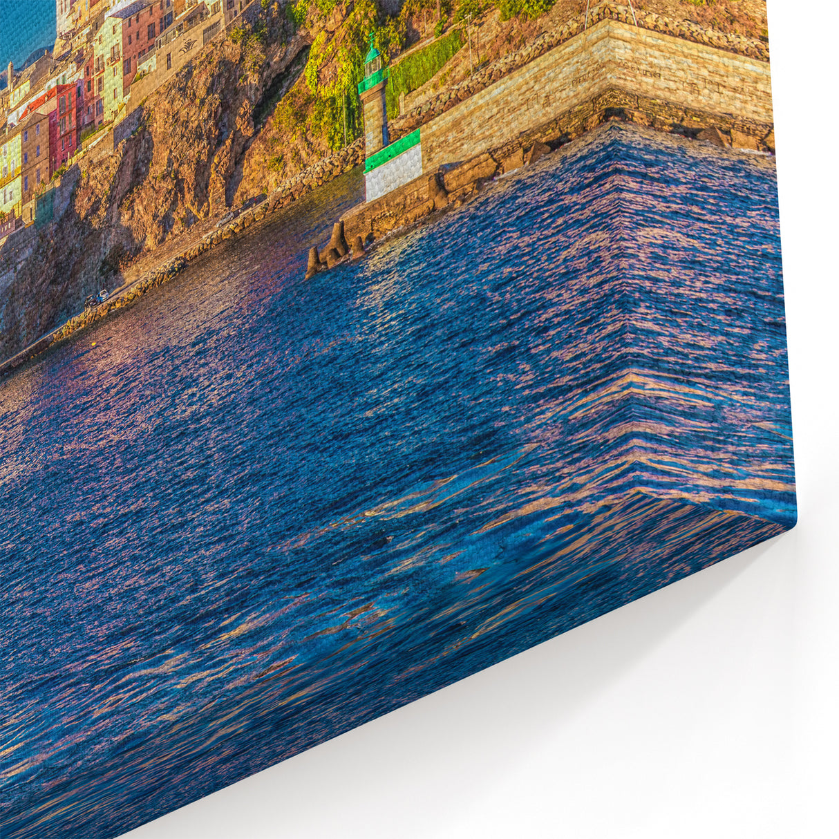 France Regional Art: Corsica - Vibrant Coastal Town with Lighthouse Print