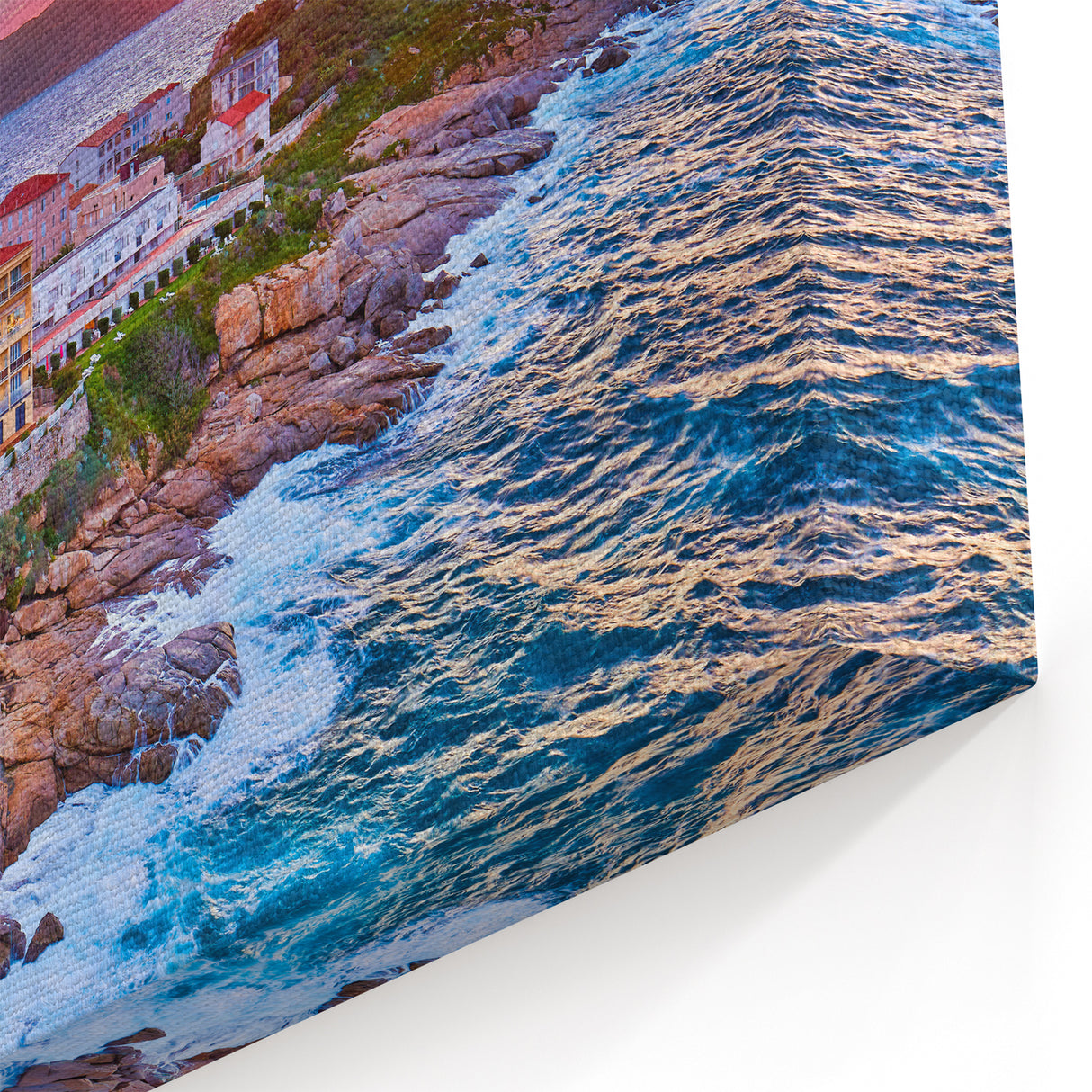 France Regional Art: Corsica - Vibrant Coastal Town at Sunset Scenic Print