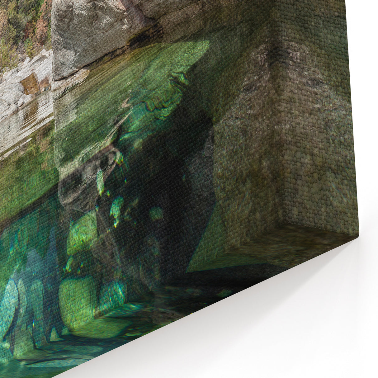 Corsican Landscape Art - Tranquil Rock Pool and Forest Scenic Photography Print