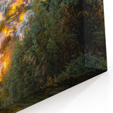 Scenic Corsica Prints - Illuminated Hilltop Village at Dusk Canvas Art