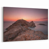 Corsican Landscape Art - Lighthouse at Sunset Over Rocky Coastline Print