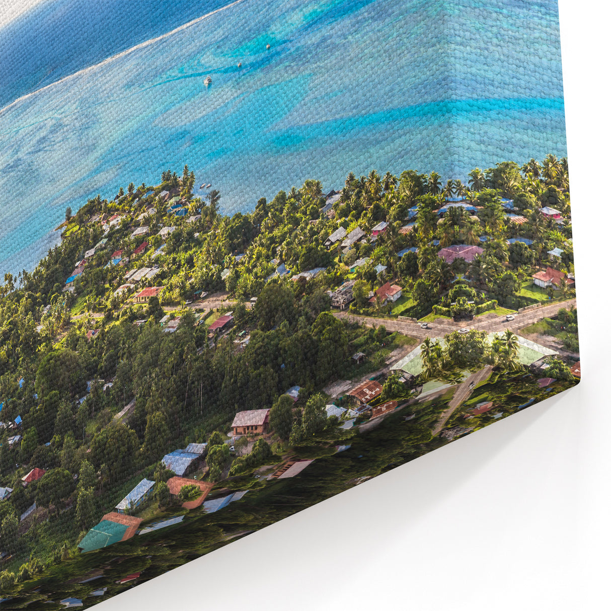 Tahiti Coastal Village - Aerial Ocean View Canvas Print