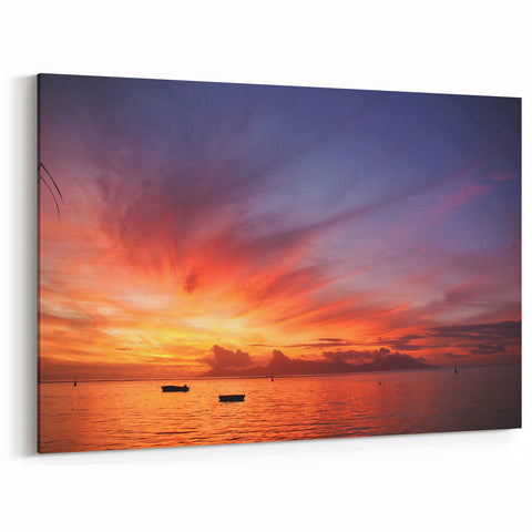 Tahiti Ocean Sunset - Serene Seascape Canvas Art