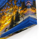 French Alps Wall Art – Scenic Night Village in Chamonix Mont Blanc