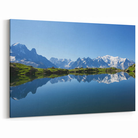 French Alps Canvas Prints – Reflective Mountain Lake in Chamonix Mont Blanc