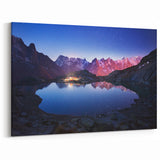 Alpine Wall Decor – Starry Night Over Reflective Lake in French Alps