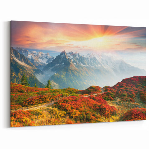 Chamonix Mont Blanc Art – Vibrant Sunset Over French Alps Peaks