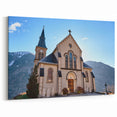 French Alps Wall Art – Historic Church in Alpine Mountain Village