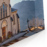 French Alps Wall Art – Historic Church in Alpine Mountain Village