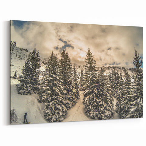 Alpine Wall Decor – Snow-Covered Trees and Winter Forest in French Alps
