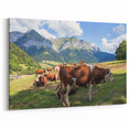 French Alps Wall Art – Cows Grazing in Scenic Alpine Pasture