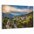 Chamonix Mont Blanc Art - French Village and River at Sunset Print