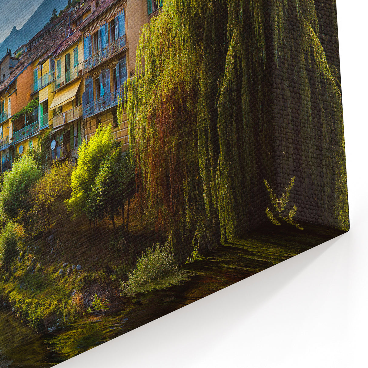 Chamonix Mont Blanc Art - French Village and River at Sunset Print