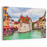 French Alps Canvas Prints - Charming French Canal and Historic Architecture