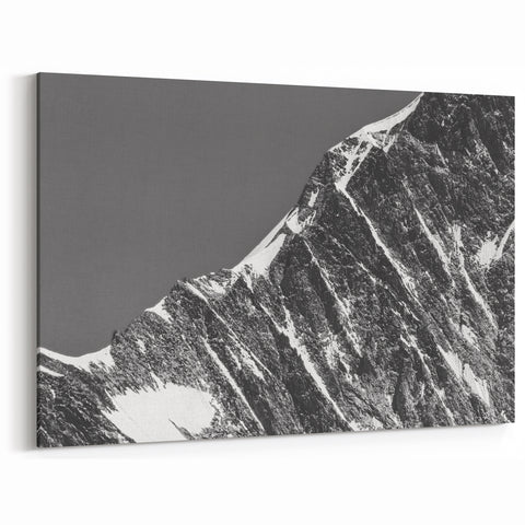 French Mountain Landscape Art - Dramatic Black and White Alpine Peaks