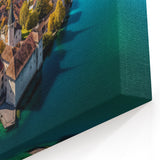 French Alps Canvas Prints - Scenic Village on a Tranquil Lake in Autumn