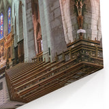 French Alps Wall Art - Historic Church Interior with Stained Glass Windows