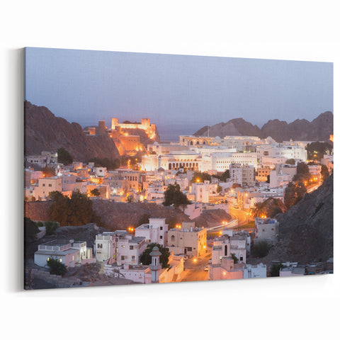 Nighttime Cityscape of Muscat Oman Wall Art – Scenic Arabian Peninsula Print