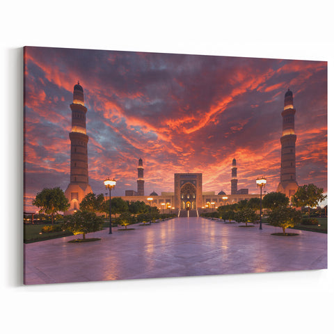 Grand Mosque at Sunset Oman Wall Art – Majestic Middle Eastern Print