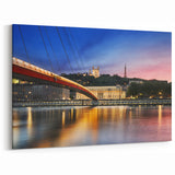 Lyon Skyline Painting - Basilica of Fourvière and Saône River at Twilight