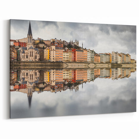 Lyon Wall Art - Historic City Reflection on the Saône River Canvas