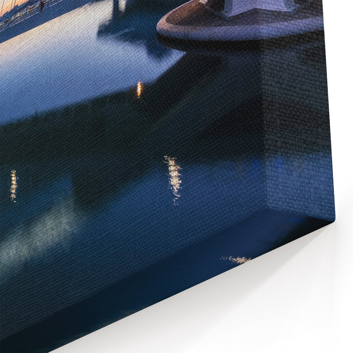 Lyon Cityscape Print - Modern Bridge and River at Twilight Artwork