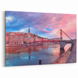 Lyon Wall Art - Sunset Over Saône River and Historic Bridge Canvas