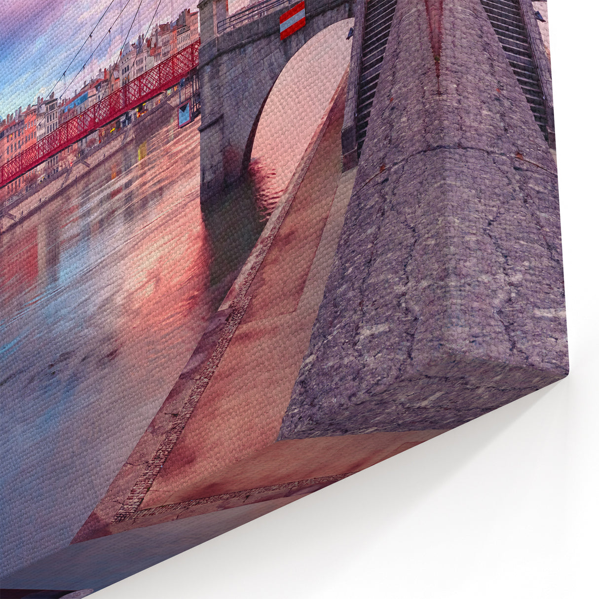 Lyon Wall Art - Sunset Over Saône River and Historic Bridge Canvas