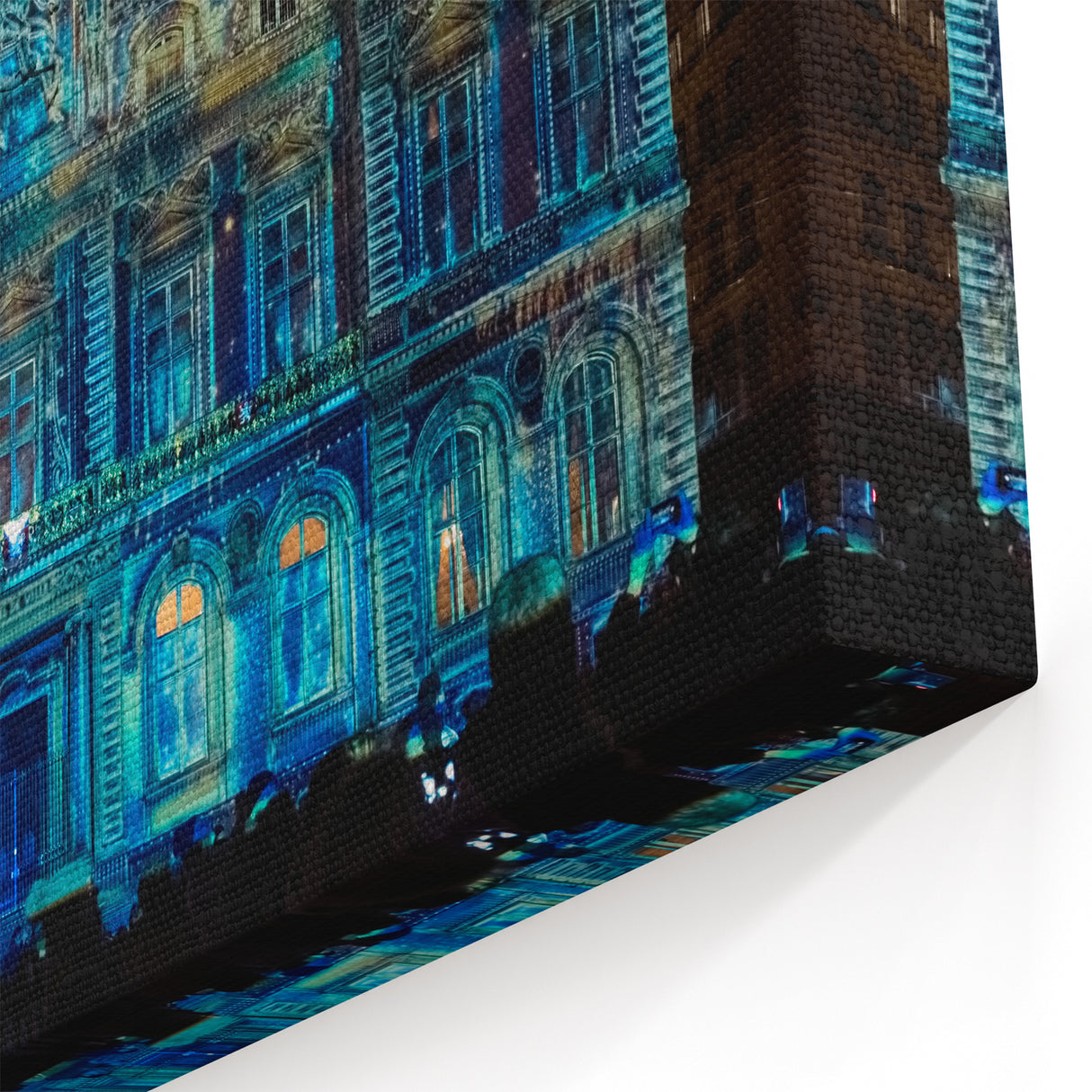 Lyon Cityscape Print - Festival of Lights Blue Illumination on Hôtel de Ville