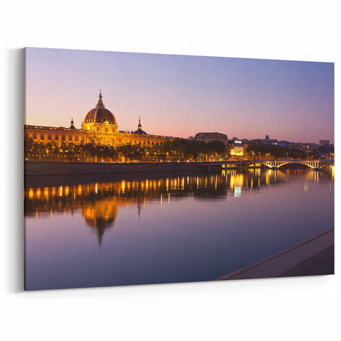 Lyon Wall Art – Scenic Lyon Artwork of Historic Cityscape at Dusk